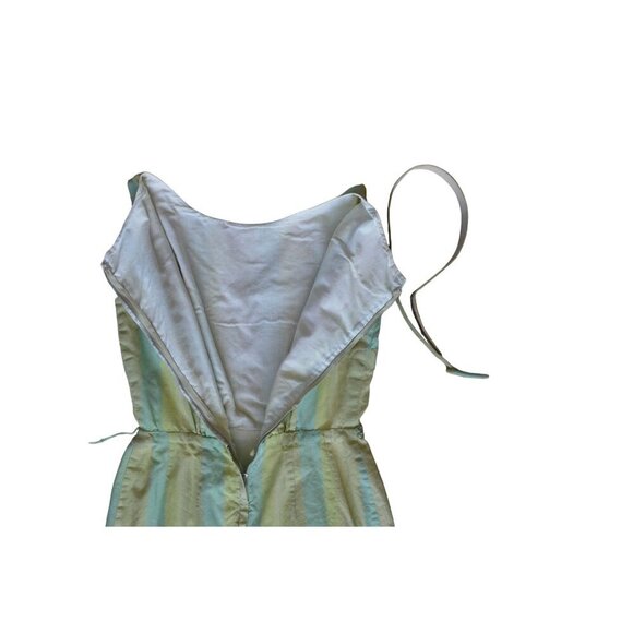 Vintage 60s Handmade Pastel Blue Green Striped Shift Belted Dress Womens Size XS - Picture 9 of 11
